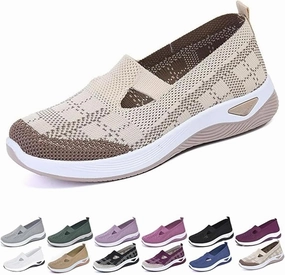 4 Sneakers 2025 New Orthowalkway Womens Shoes, Women's Orthopedic Walking Shoes, Slip-on Lightweight Flat Soft Soled Orthopedic Shoe