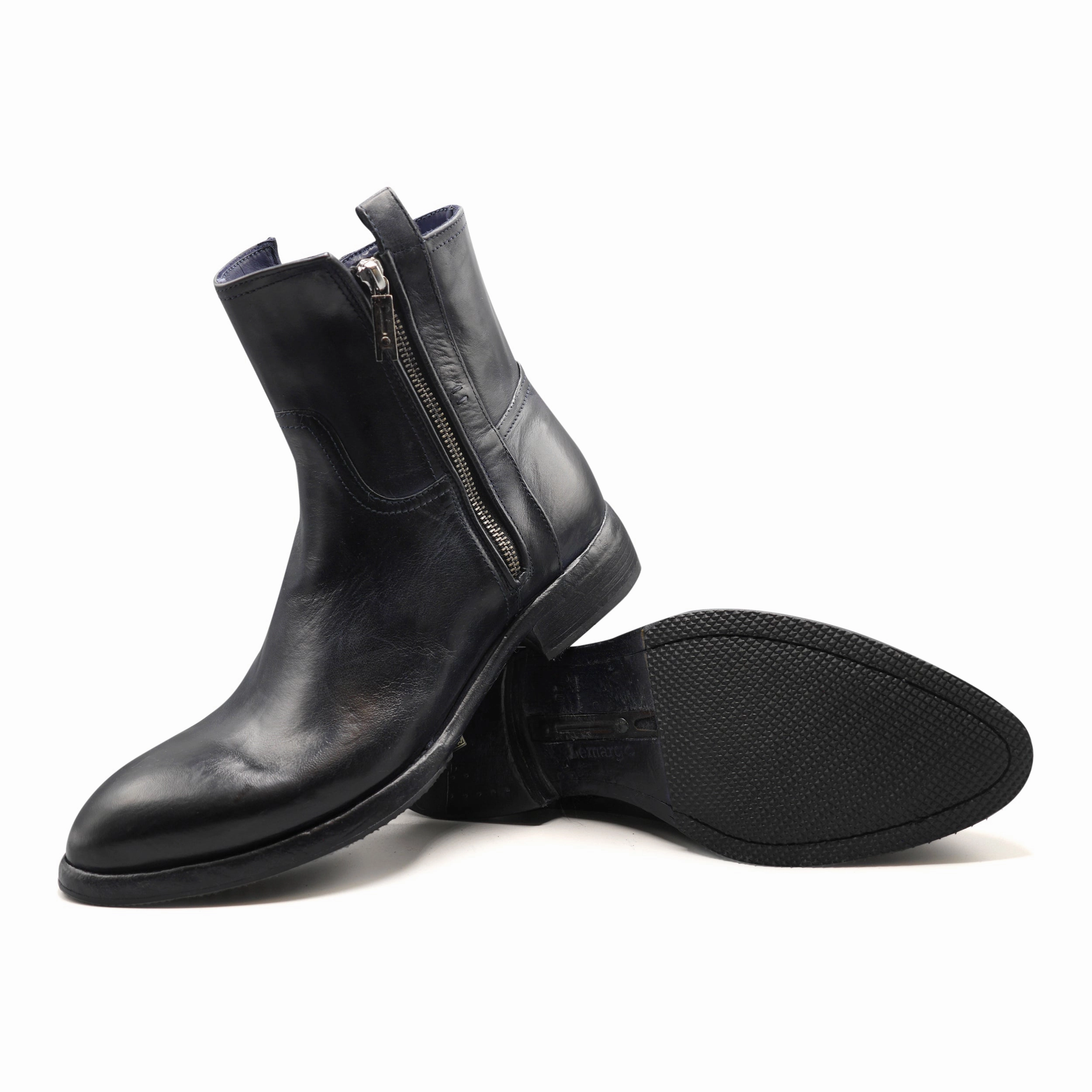 4103 - Deep Blue Boots With Metal Toe