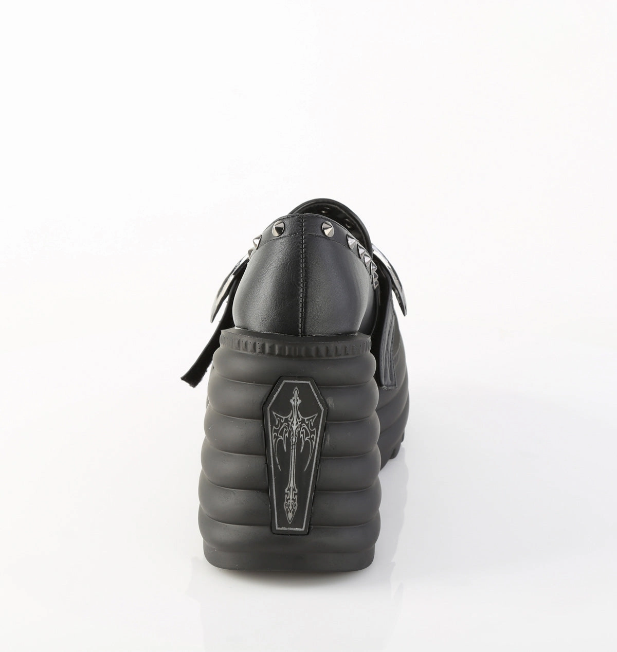 Fur Mule Loafers 4 Inch Platform MORTE-56 Black Vegan Leather