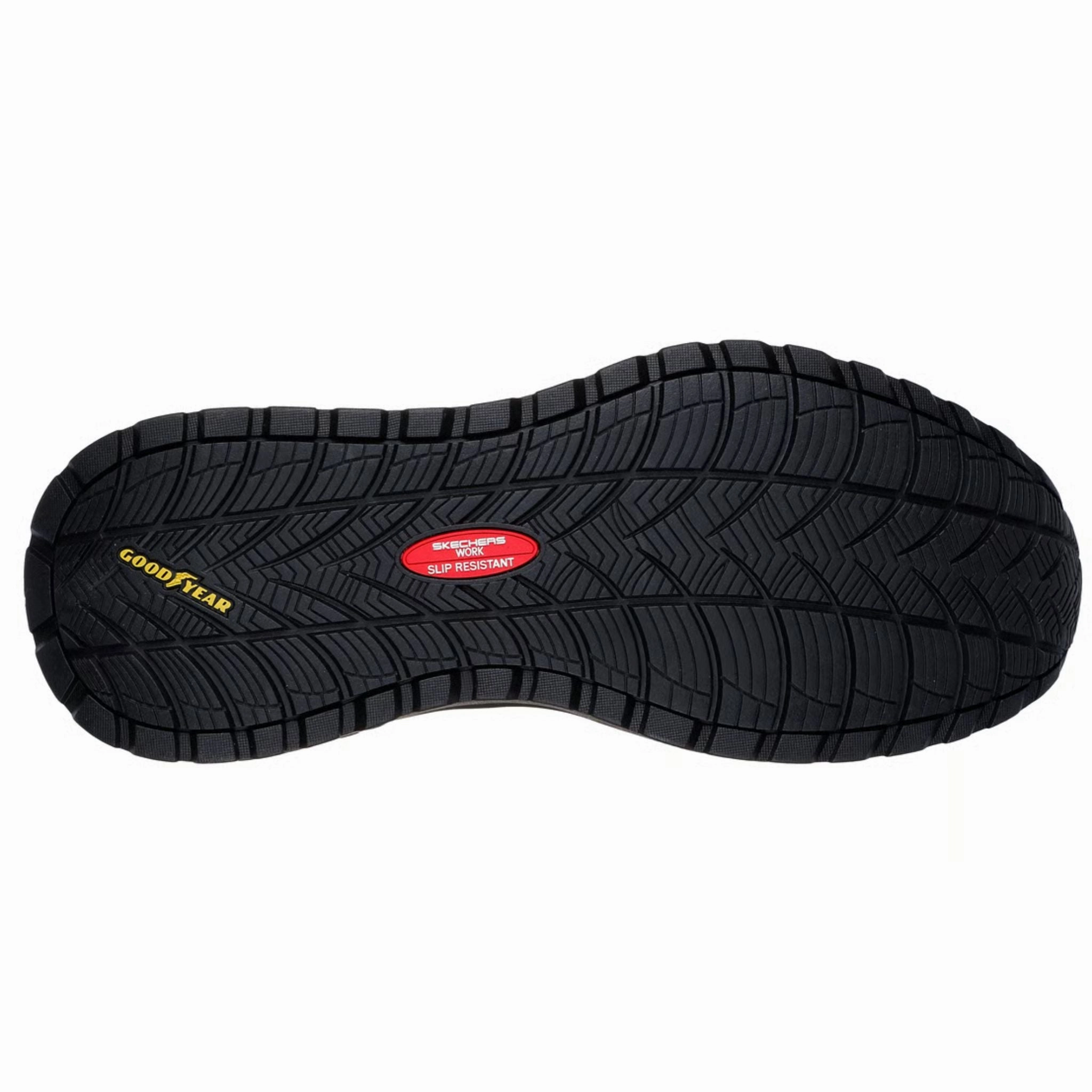 Skechers Men's 200296 Street Treader Black Slip Resistant Work Shoes Diamond Slip On Oxfords