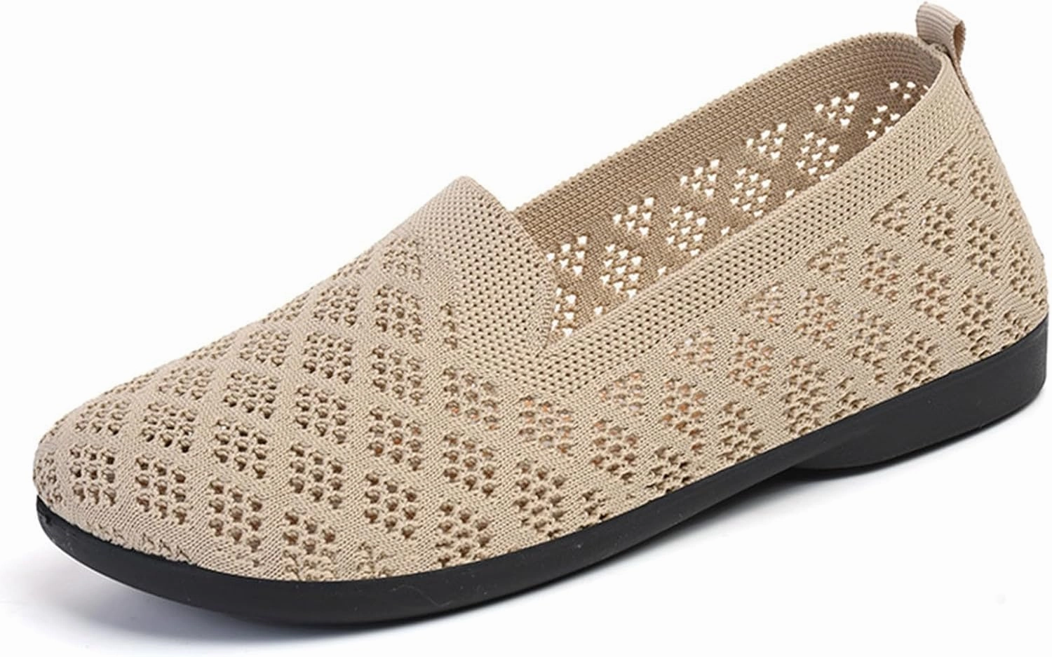 Running Sneakers Women's Mesh Flat Knit Slip on Walking Shoes Comfortable Non Slip Running Shoes Wide Width Mesh Breathable Casual Sneaker