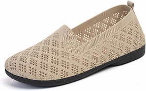 Women's Mesh Flat Knit Slip on Walking Shoes Comfortable Non Slip Running Shoes Wide Width Mesh Breathable Casual Sneaker Sneakers Outfit