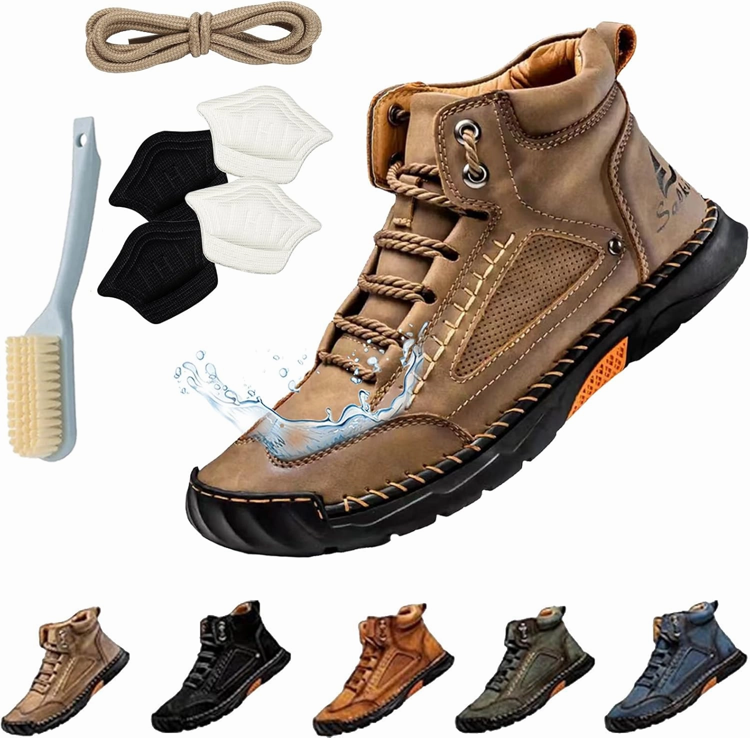 Sawbehind Leather Boots Mens, Comfortable Waterproof Sawbehind Mens Boots, Handmade Saw Behind Shoes for Man & Boy Gray Timberland Boots