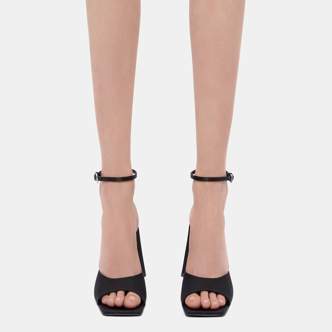 Strappy High Heels With Rhinestones Piper 85 Satin, Black