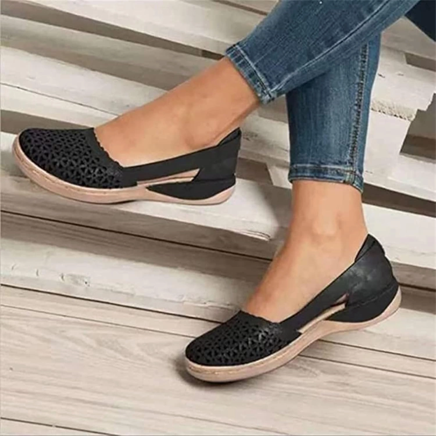 Ladmiple Sneakers For Women Slip On Low Top Fashion Dressy Casual Summer Comfort Non Slip Walking Shoes Flats Loafers Star Sneakers