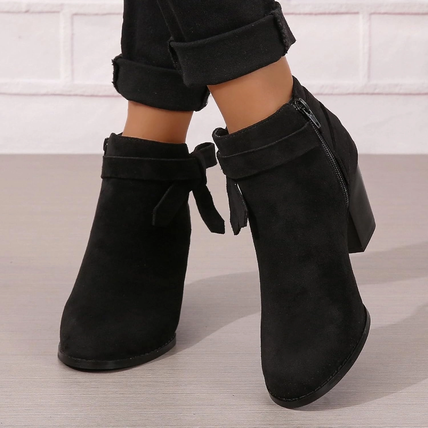 Boots for Women Ankle Boots Womens Boots Fall Platform Pointed Toe Chunky Heel Side Zipper Dress Fall Booties Shoes Death Puss In Boots