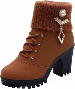 Almond Toe Chelsea Boots for Women Knit Elastic Block Heel Dress Sock Bootie Dressy Lace Up Ankle Booties Fashion Chunky Mid Heel Boot Shoes Green Knee High Boots