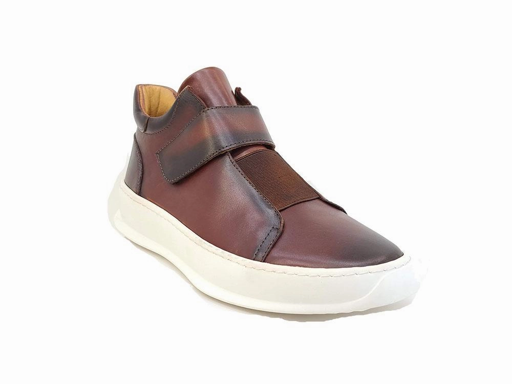 Suede Shoes Slip On Calfskin High Top Sneaker Whiskey