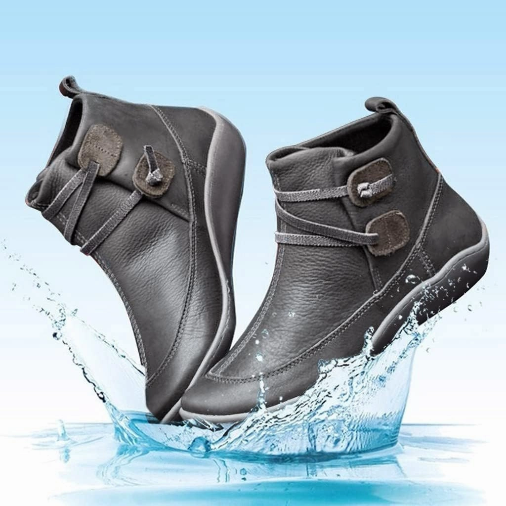 Origin Boots AMDBEL Ankle Boots for Women Cut Out Slip On Short Chunky Stacked Heel Perforated Side V Cut Western Booties Cutout Shoes