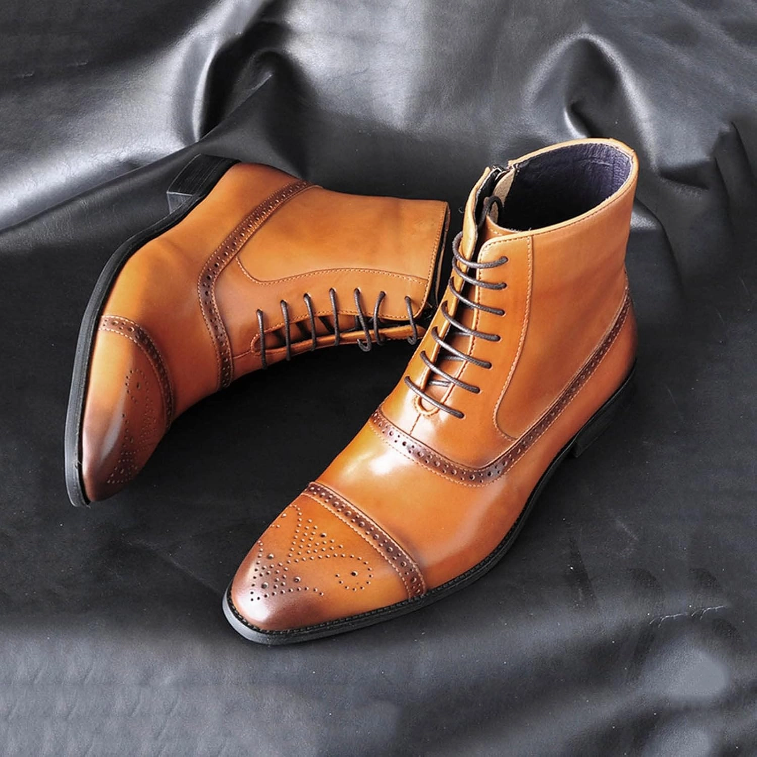 Men's Dress Shoes Loafers Mens Shoes Classic Business Leather Shoes Fashion Casual High Top Lace Up Black Dress Shoes Crocodile Boots