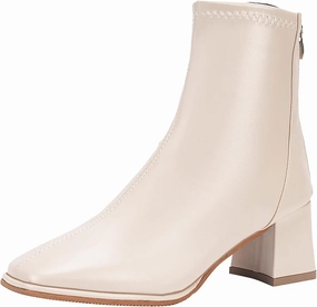 Low Heel Dress Boots Ankle Boots for Women Block Heel Boots Women Artificial Leather Thick Sole Square Heel Pointed Toe Zipper Short Boots