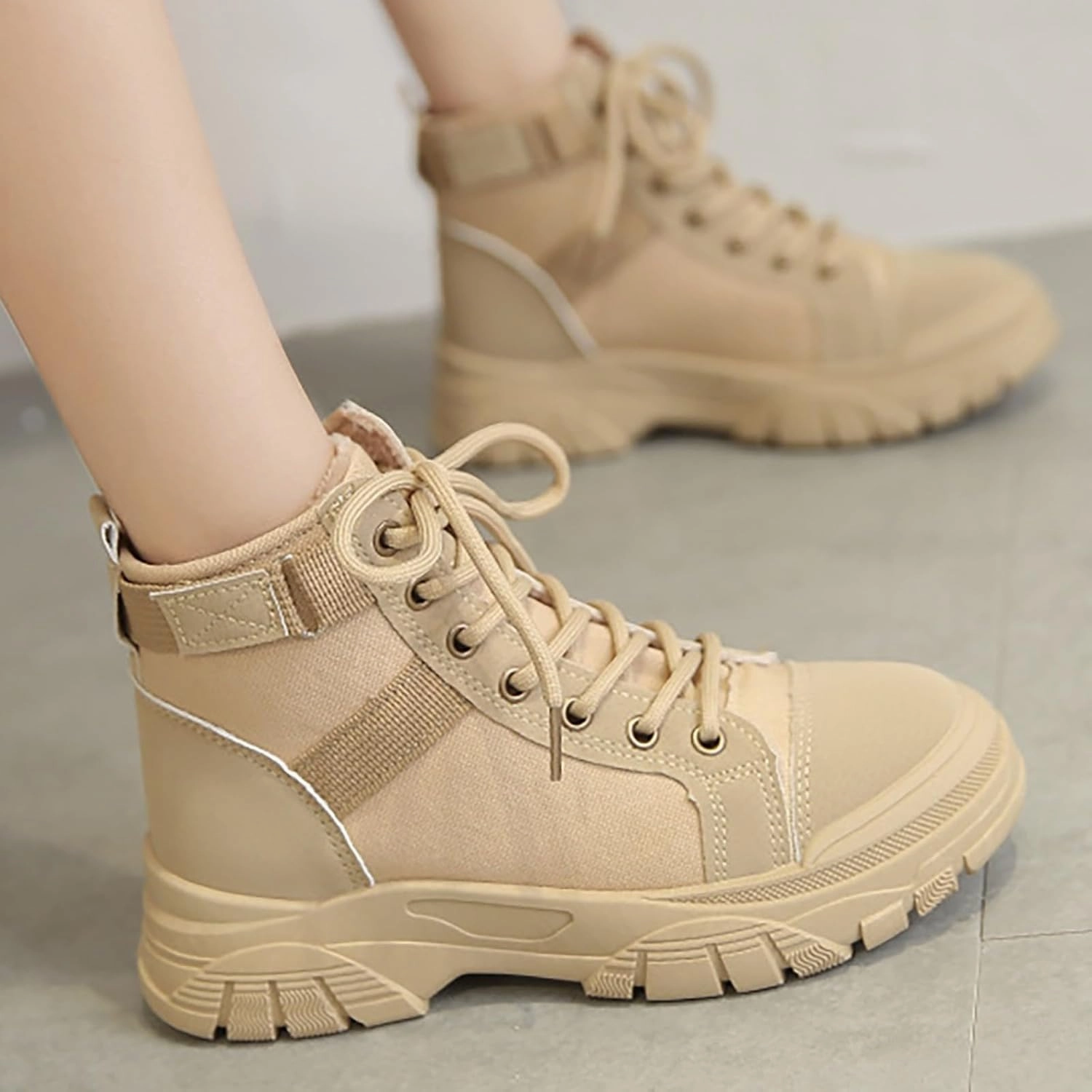 Ankle Boots for Women Lace Up Platform Chunky Heel Sneakers Round Toe Comfy Slip on Booties Ladies Outdoor Non-Slip Boots Retro Classic Boot Patagonia Boots