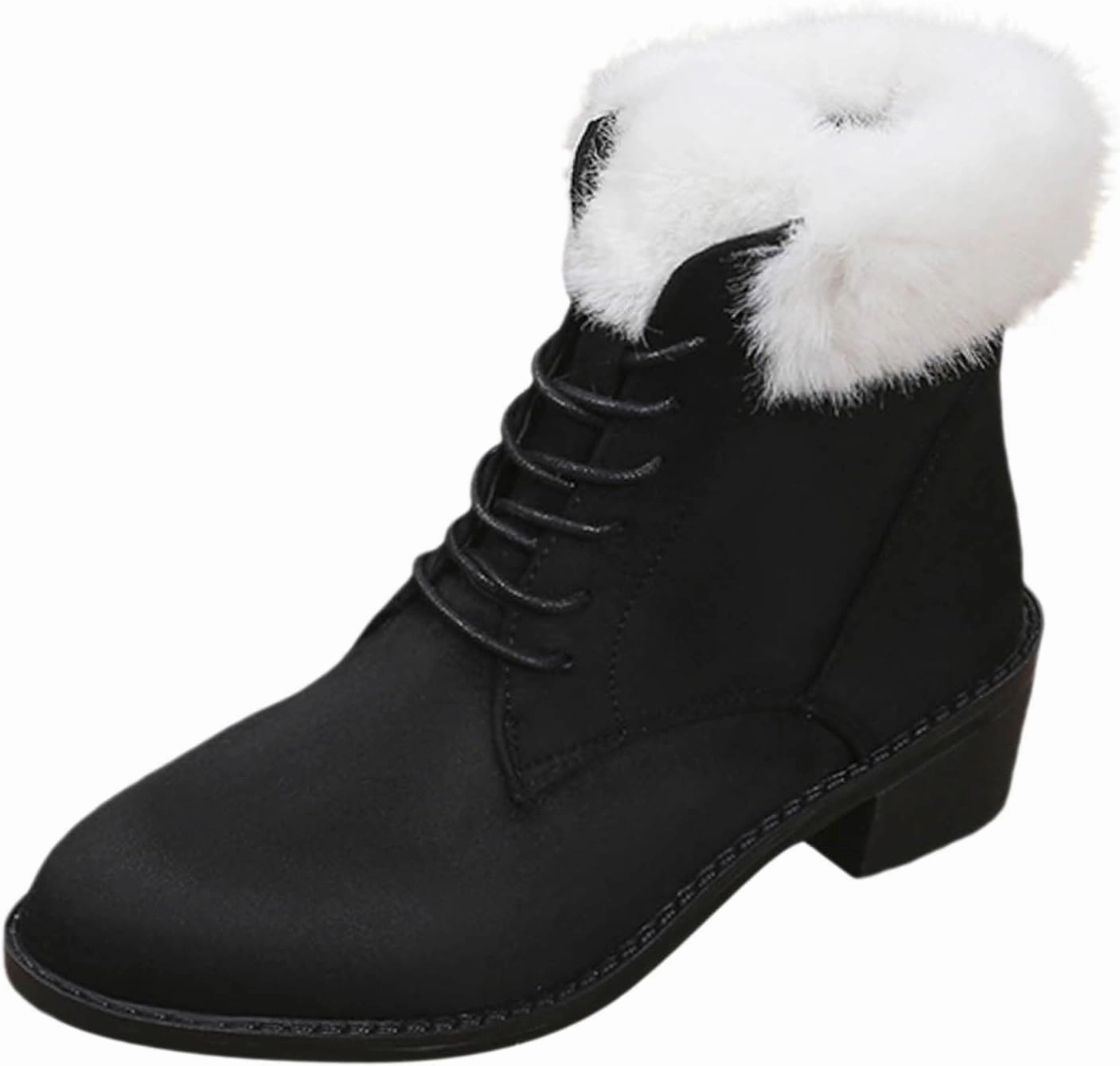 Ankle Boots Snow Boots for Women Frosted Chunky Heel Velvet Medium Heel Solid Color Warm Large Size Cotton Boots Boot Socks For Cowboy Boots