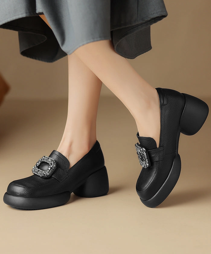 Slip On Loafers Bubble Apricot Chunky Sheepskin Soft Splicing Zircon Loafers For Women WT037