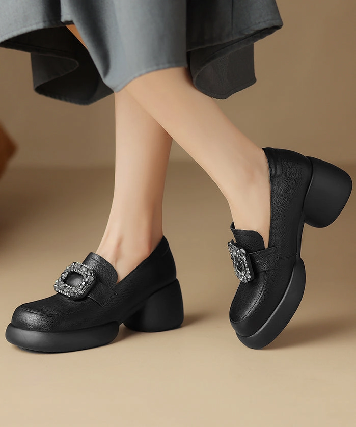 Apricot Chunky Sheepskin Soft Splicing Zircon Loafers For Women WT037 Canvas Slip On