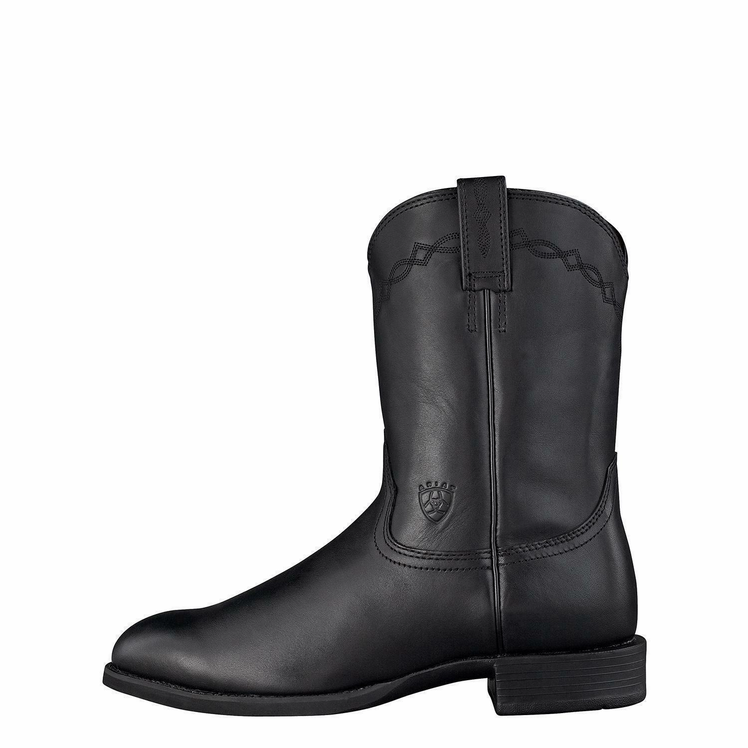 Ariat Mens Heritage Pull On Roper Cowboy Boot Black 10002280 Knight Boots