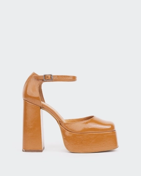 Azucar Cognac Naplack Matching High Heels And Bag