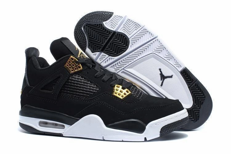 Nike Air Jordan 4 Retro Black White Gold Basketball Men Black Friday Deals Basketball Shoes