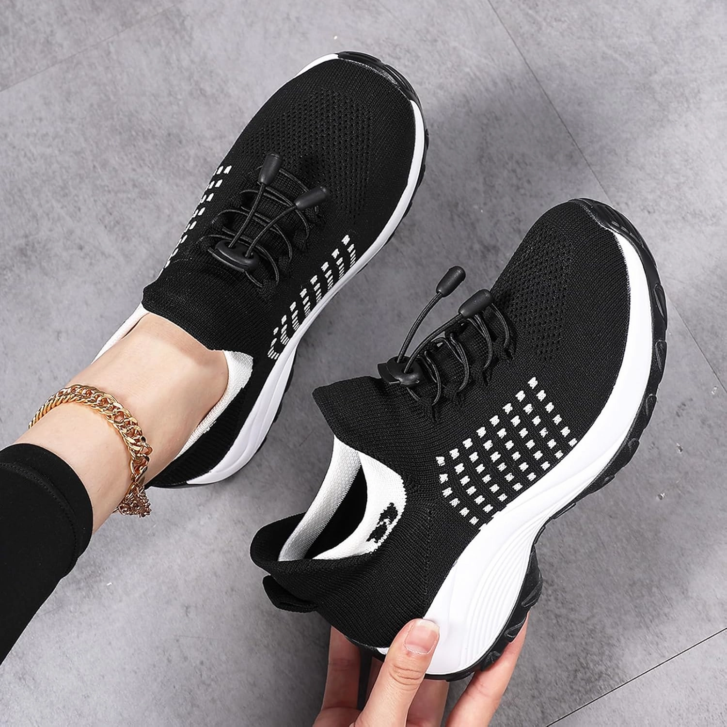 Womens Walking Shoes Sneakers with Arch Support Orthopedic Comfortable Slip On Trainers for Plantar Fasciitis Air Cushion Breathable Lightweight Ladies Athletic Shoe Thick Bottom Asics Sneakers Gel