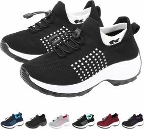 Y2k Sneakers Womens Walking Shoes Sneakers with Arch Support Orthopedic Comfortable Slip On Trainers for Plantar Fasciitis Air Cushion Breathable Lightweight Ladies Athletic Shoe Thick Bottom