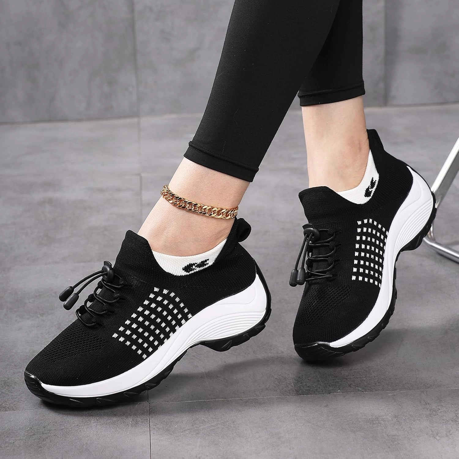 Womens Walking Shoes Sneakers with Arch Support Orthopedic Comfortable Slip On Trainers for Plantar Fasciitis Air Cushion Breathable Lightweight Ladies Athletic Shoe Thick Bottom Kd Sneakers