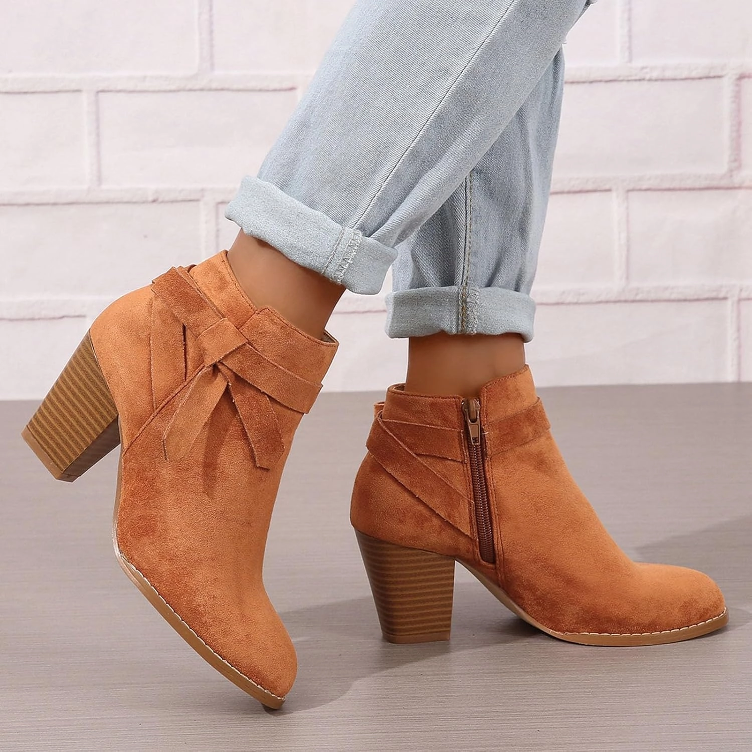 Boots for Women Ankle Boots Womens Boots Fall Platform Pointed Toe Chunky Heel Side Zipper Dress Fall Booties Shoes Unique Boots
