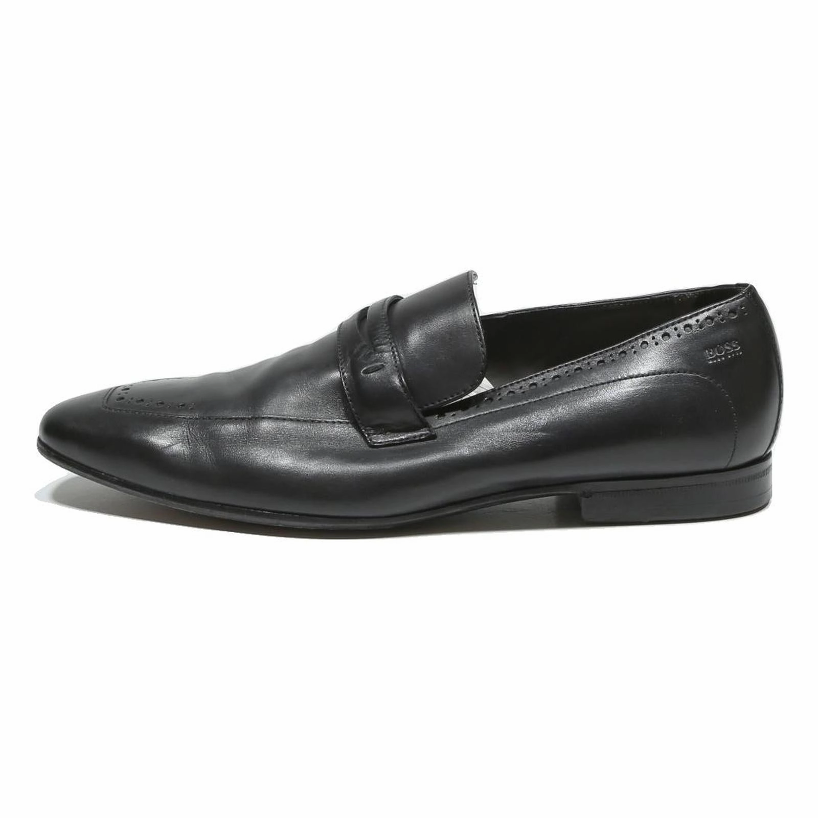 Leather Oxford Shoes BOSS Mens Classic Leather Black Slip-On Shoes UK 9 Formal Dress Loafers