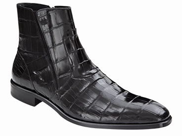 Belucci Alligator Boot Black Canvas Casual Slip On Shoes