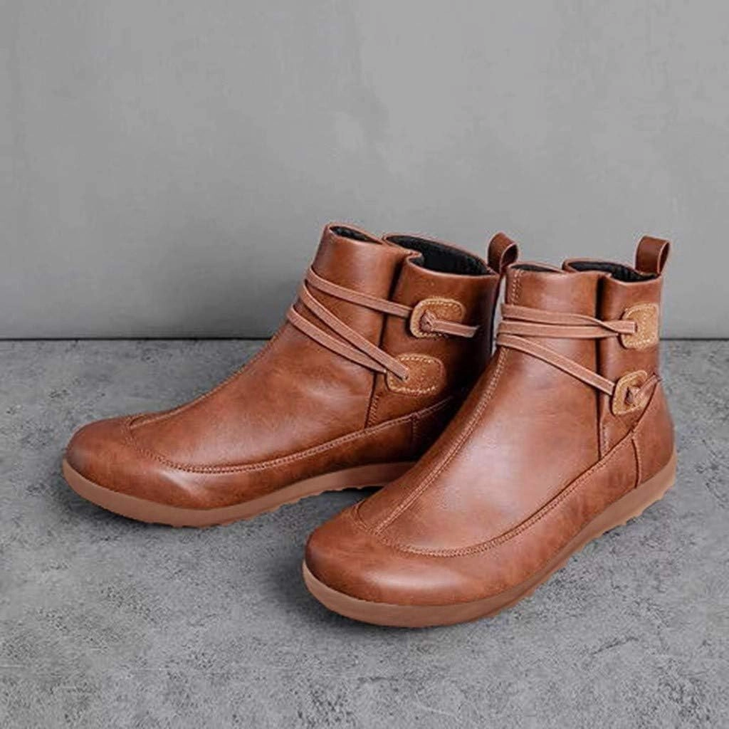 Over The Thigh Boots AMDBEL Ankle Boots for Women Cut Out Slip On Short Chunky Stacked Heel Perforated Side V Cut Western Booties Cutout Shoes