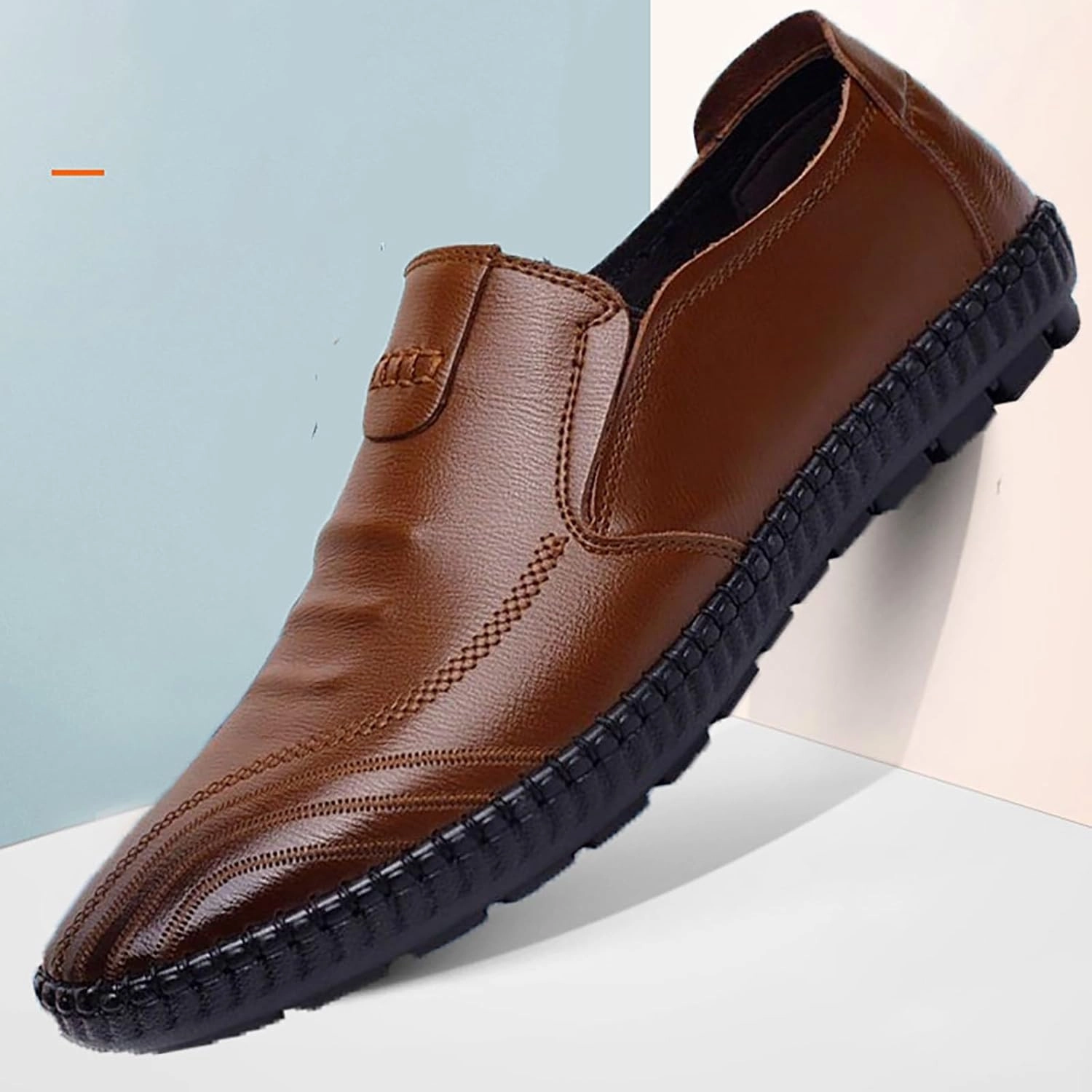 Flat Loafer for Men Leather Slip On Business Dress Shoes Driving Casual Boat Soft Shoes Leather Shoes 11 Men Electrician Boots