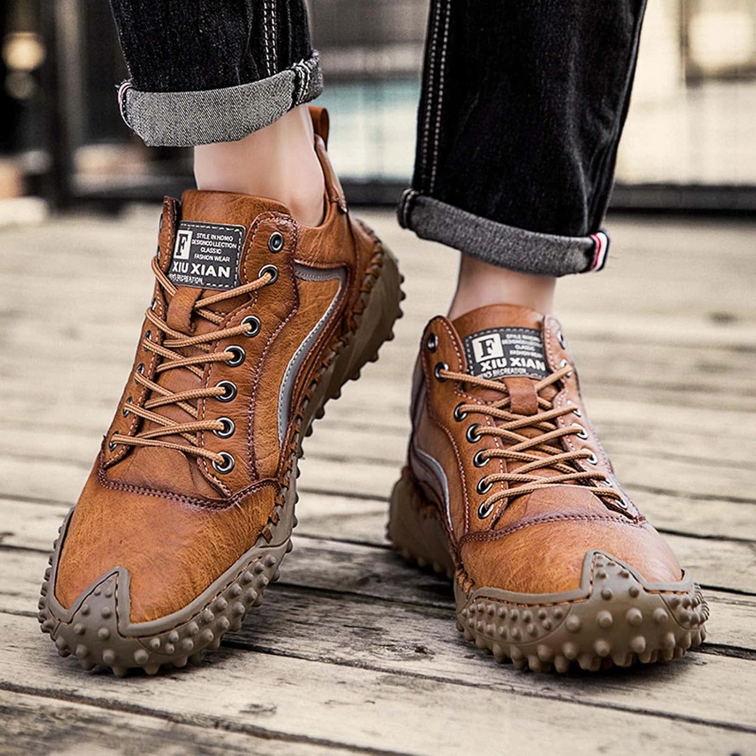 Mens Hiking Shoes, Mens Leather Boots, Slip-Ons Lightweight Comfortable Casual Chukka Boots Mens Fashion Sport Business Boots As Shoes