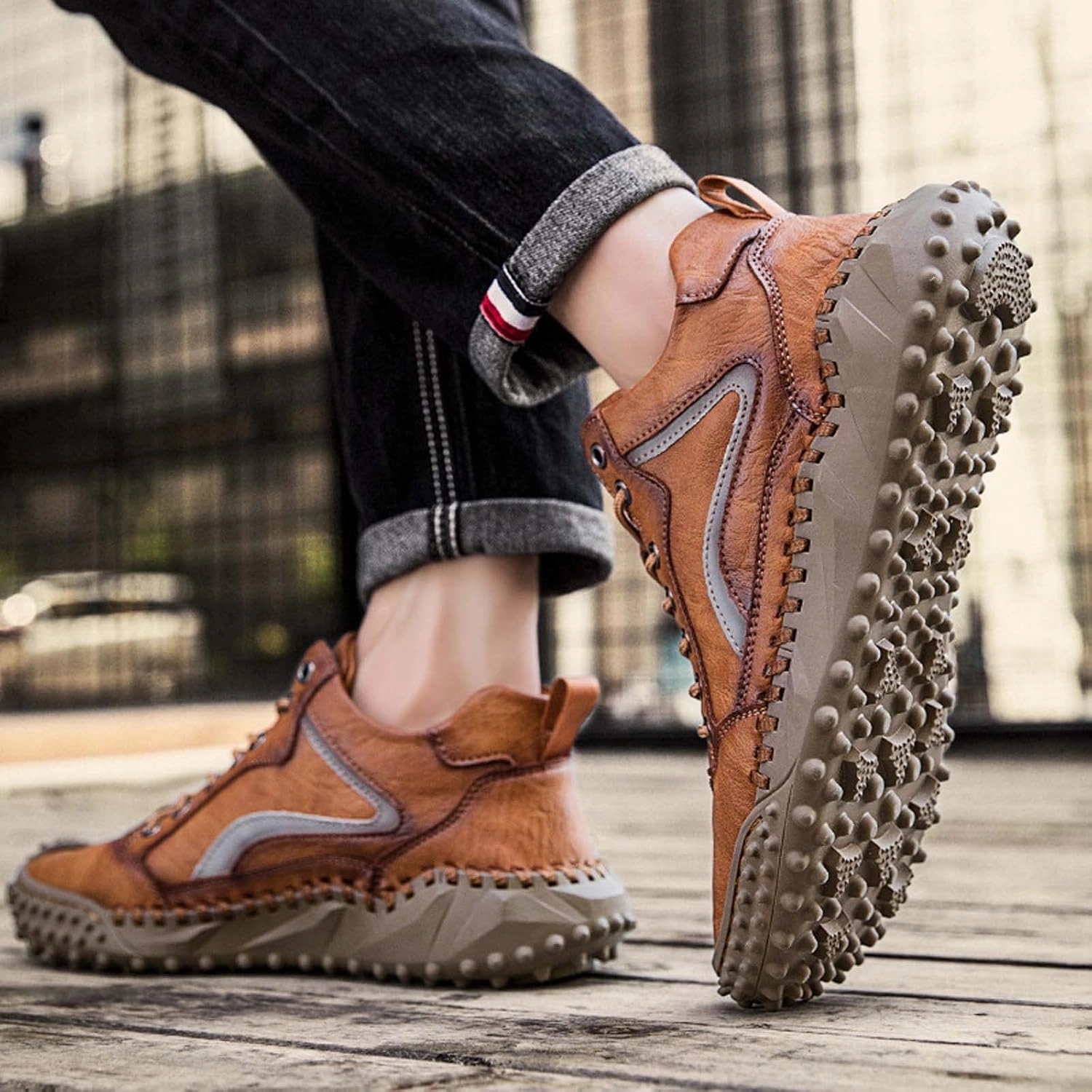 Mens Hiking Shoes, Mens Leather Boots, Slip-Ons Lightweight Comfortable Casual Chukka Boots Mens Fashion Sport Business Python Boots