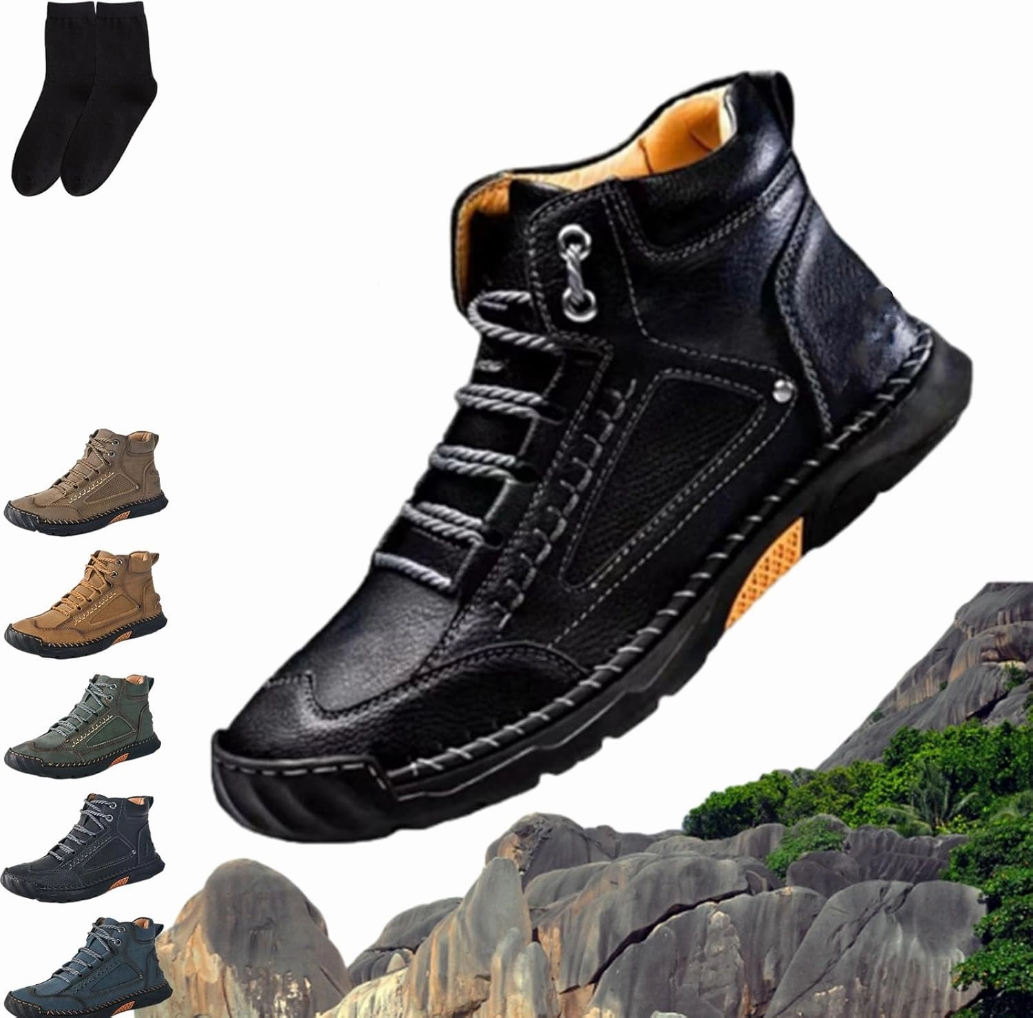 Best American Made Work Boots Saw Behind Mens Shoes, Sawbehind Mens Boots Orthopedic, Waterproof Men's Comfortable Handmade Leather Boots Outdoor