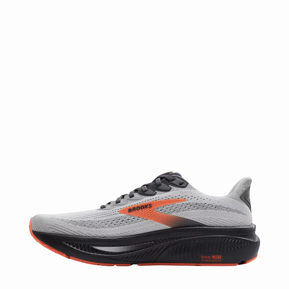 Brooks Men's Ghost 17 Sneaker in Oyster Mushroom/Orange/Ebony Cheap Low Top Basketball Shoes