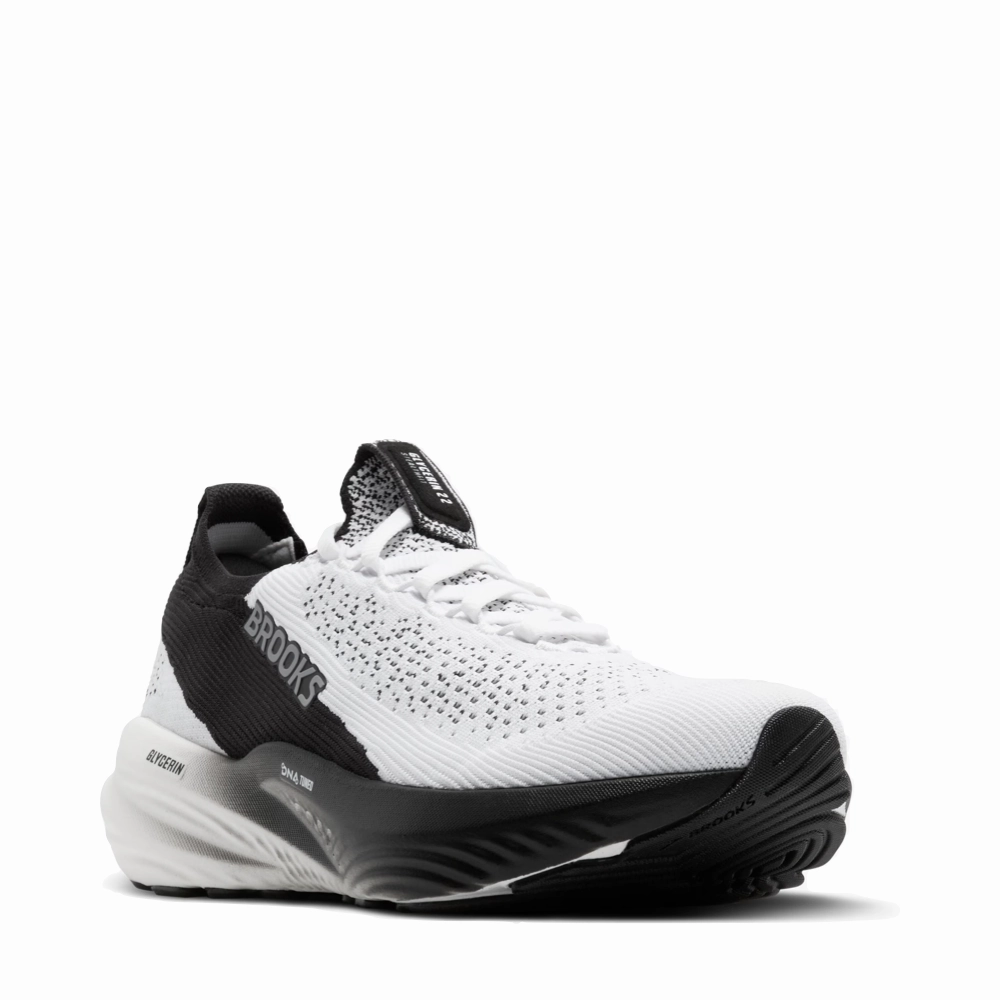 Brooks Men's Glycerin StealthFit 22 Sneaker in White/Grey/Black Badminton Shoes Philippines