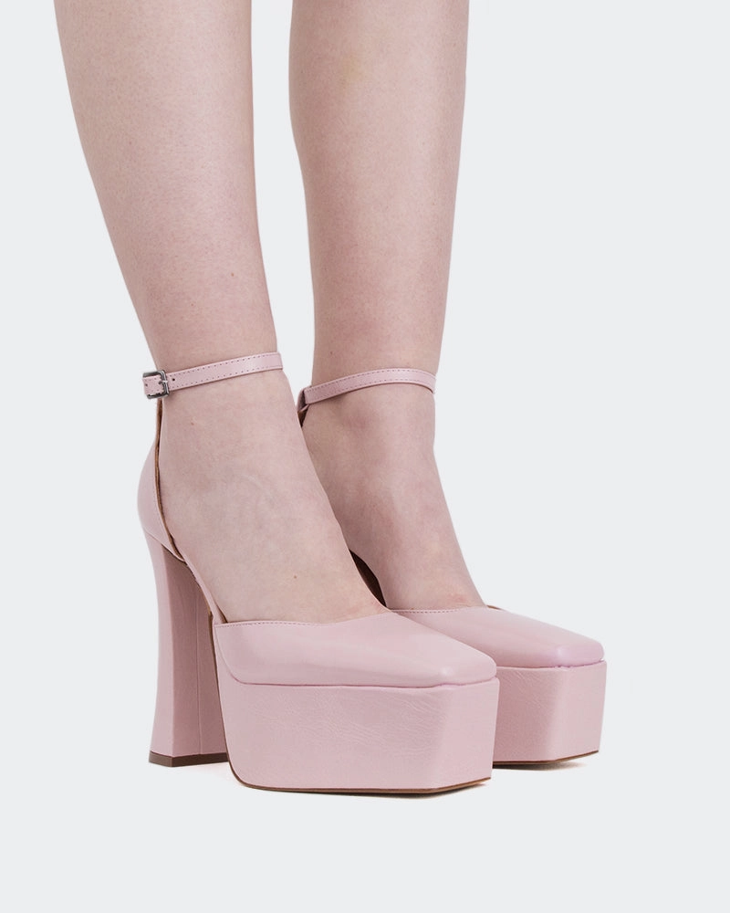 Cabaret, Lt.Pink Leather/Cuir Rose P. High Heel Leather Boots