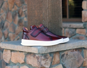 Vance N Hines Slip Ons Calfskin High Top Sneaker Burgundy