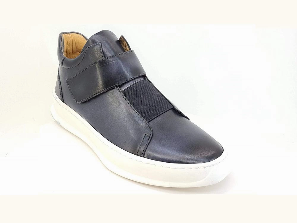 Shearling Lined Slip On Sneakers Calfskin High Top Sneaker Grey