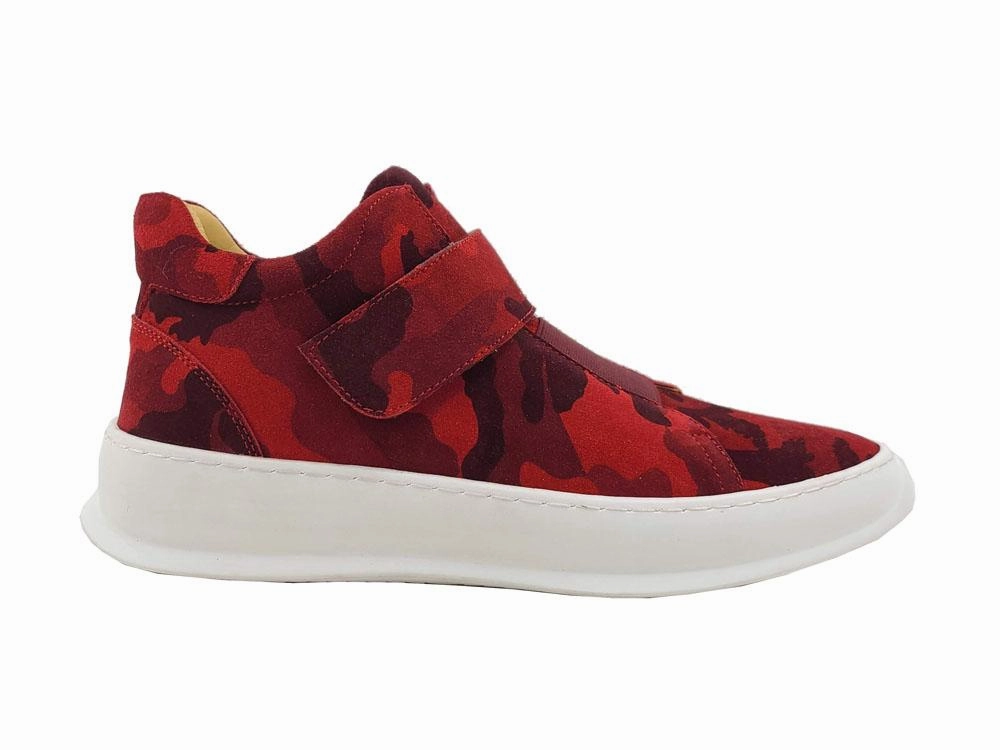 Camoflage Printed Suede High Top Sneaker Red Slip On Sneakers Slip On Sneakers Slip On Snow Boots Slip On Steel Toe
