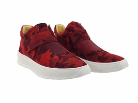 Slip On Warm Shoes Camoflage Printed Suede High Top Sneaker Red