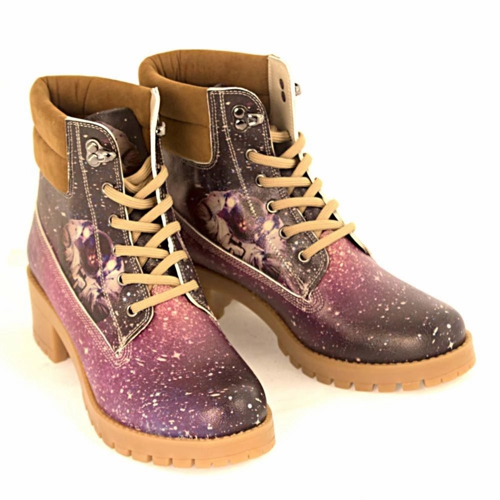 Astronaut Cat Short Boots KAT108 Flat Cowboy Boots