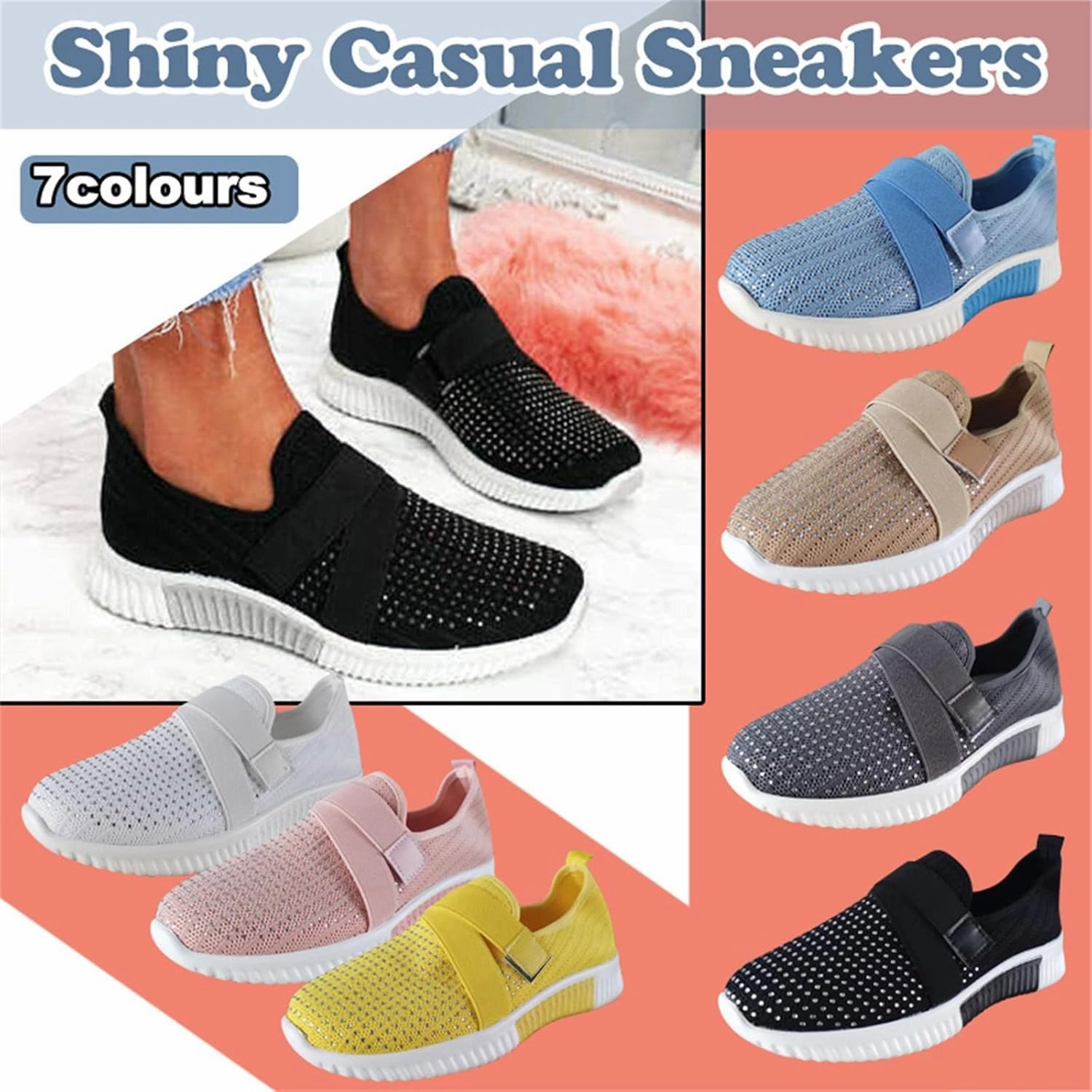 Cathalem Walking Shoes for Women Women's Walking Shoes Sock Sneakers Mesh Slip On Lady Modern Shoes Platform Loafers Sneakers Stream
