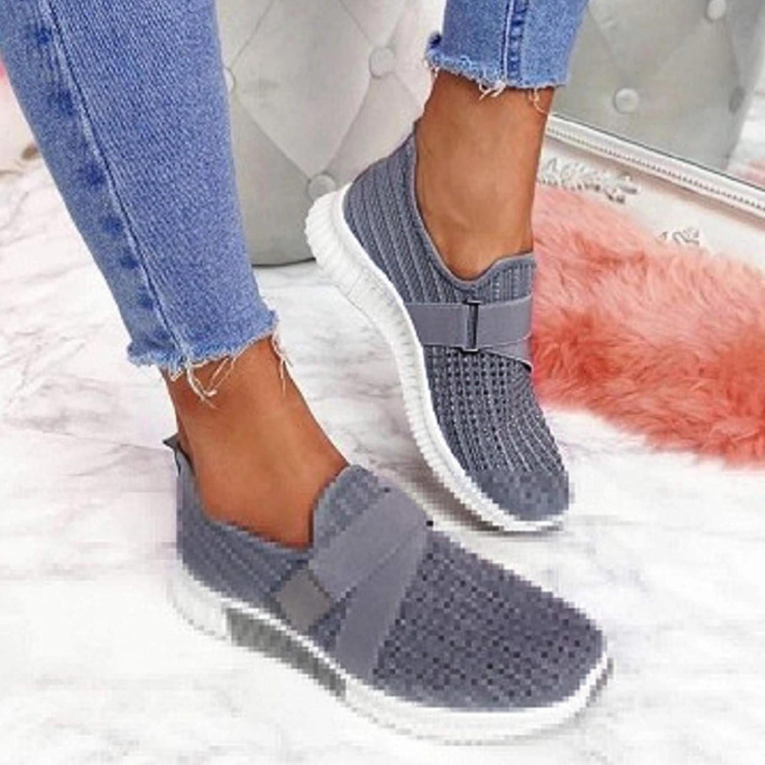 Cathalem Walking Shoes for Women Women's Walking Shoes Sock Sneakers Mesh Slip On Lady Modern Shoes Platform Loafers Comfortable Sneakers