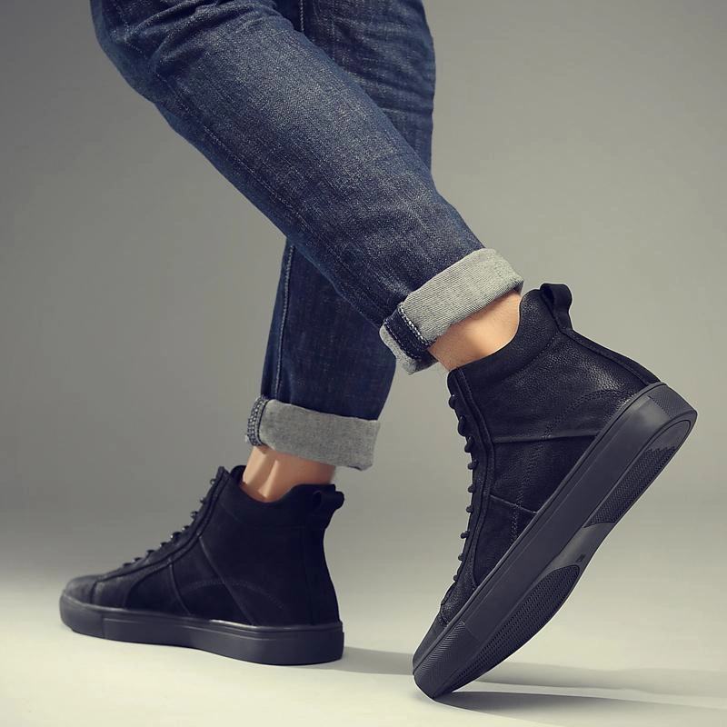 West Louis High Top Genuine Leather Sneakers Led High Heels