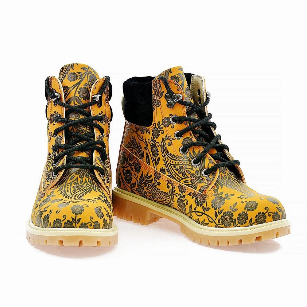 La Sierra Boots Orange & Black Drawings in Art Short Boots ACAT104