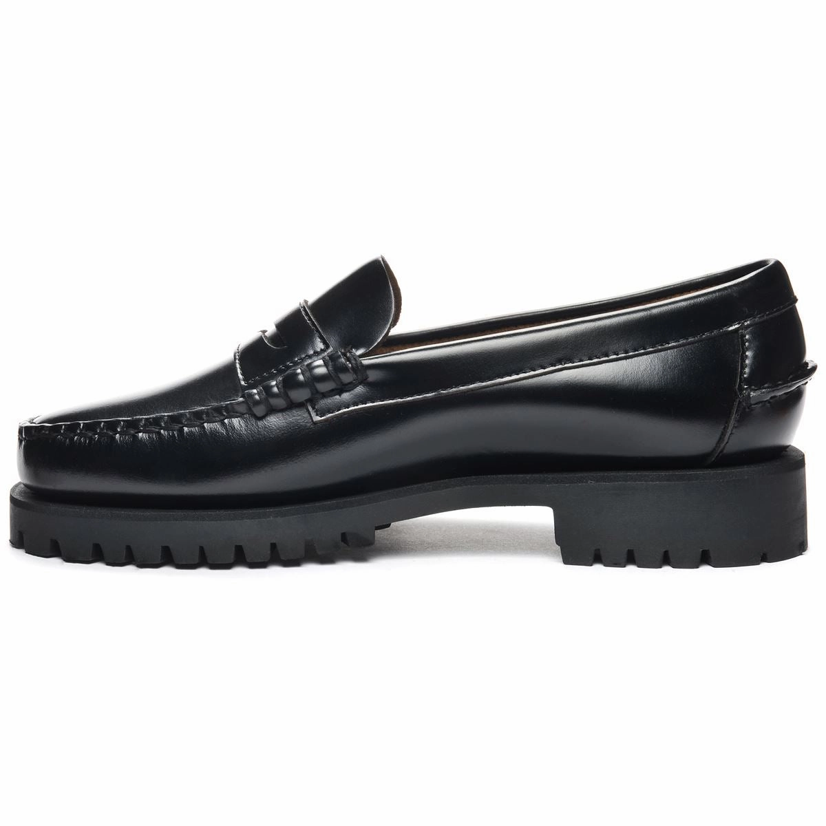 Suede Loafers Rubber Sole Dan Lug Woman - Black