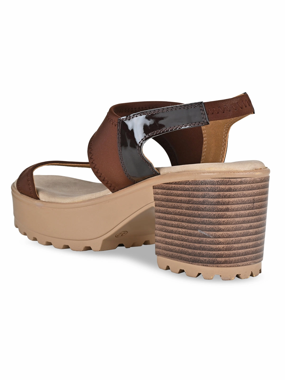 Rocia By Regal Brown Women Comfortable Lycra Platforms Foldable High Heels