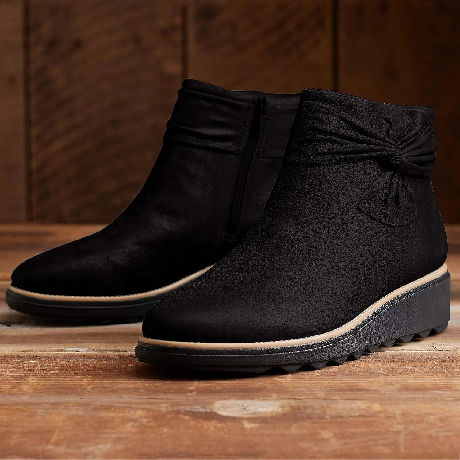 Palladium Sneakers Women Ankle Boots Suede Low Heel Slip On Platform Dress Shoes Comfortable Wide Width Walking Shoes with Arch Support