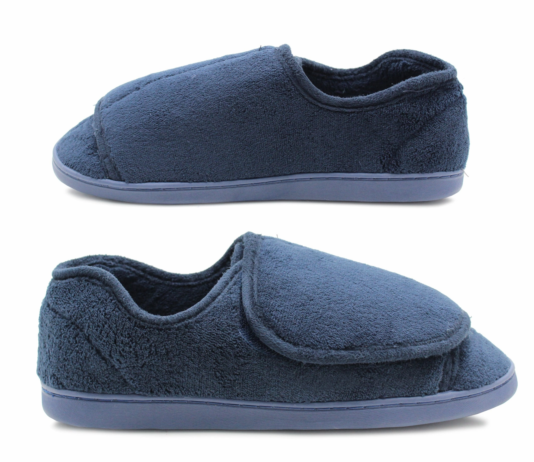 Slippers With Good Cushioning Dr Keller Mens Navy Diabetic Touch Fasten Wide Opening Slippers Lightweight Slip On Soft House Shoes
