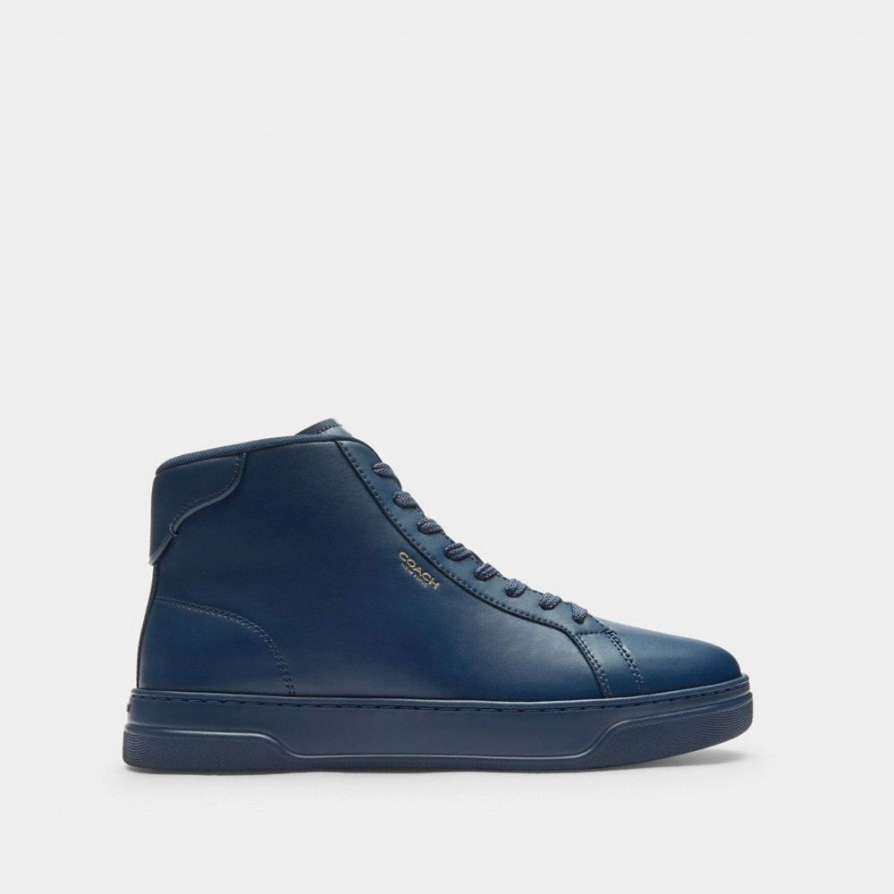 High Heels Outlet Coach High Line High Top Sneaker Deep Blue